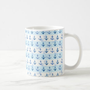 Blaues Anker-Pastellmuster Kaffeetasse