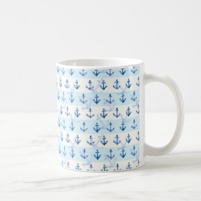Blaues Anker-Pastellmuster Kaffeetasse (Rechts)