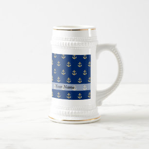 Blaues Ankermuster Bierglas