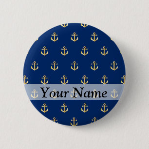 Blaues Ankermuster Button