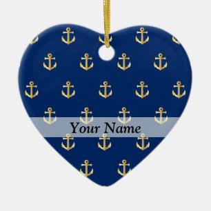 Blaues Ankermuster Keramik Ornament