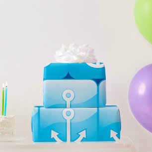 Blaues Ankersymbol - Modern Maritime Geschenkpapier