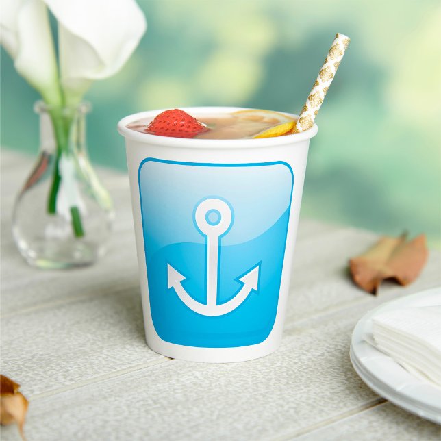 Blaues Ankersymbol - Modern Maritime Pappbecher (Von Creator hochgeladen)