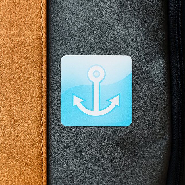 Blaues Ankersymbol - Modern Maritime Quadratischer Aufkleber (Von Creator hochgeladen)