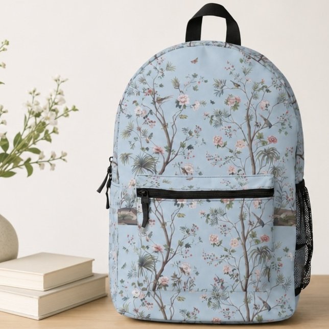 Blaues antikes Blumenmuster Bedruckter Rucksack (Von Creator hochgeladen)