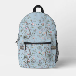 Blaues antikes Blumenmuster Bedruckter Rucksack