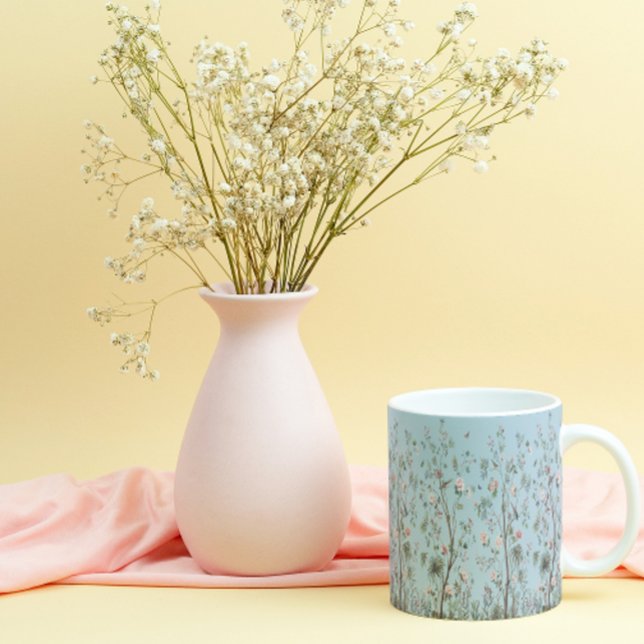 Blaues antikes Blumenmuster Prozellantasse (Von Creator hochgeladen)