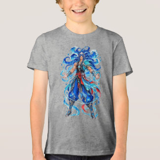 Blaues Aqua-Göttin Fantasy-Krieger T-Shirt Tri-Blend Shirt