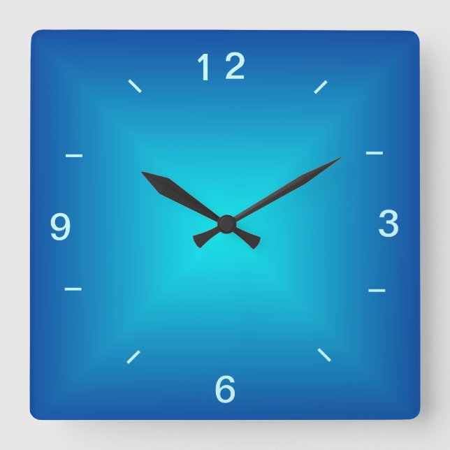 Blaues Aqua-Leuchtmittel > Schlichte Wall-Uhr Quadratische Wanduhr (Vorderseite)