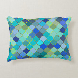 Blaues Aqua-Marokkanisches Mosaikmuster Dekokissen