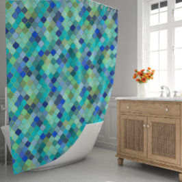 Blaues Aqua-Marokkanisches Mosaikmuster Duschvorhang