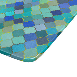 Blaues Aqua-Marokkanisches Mosaikmuster Schneidebrett