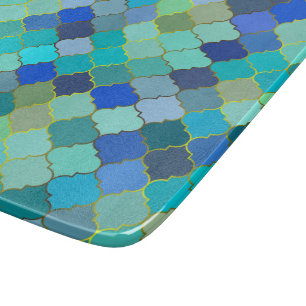 Blaues Aqua-Marokkanisches Mosaikmuster Schneidebrett
