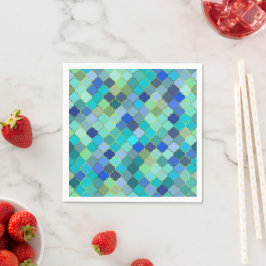 Blaues Aqua-Marokkanisches Mosaikmuster Serviette