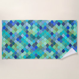 Blaues Aqua-Marokkanisches Mosaikmuster Strandtuch