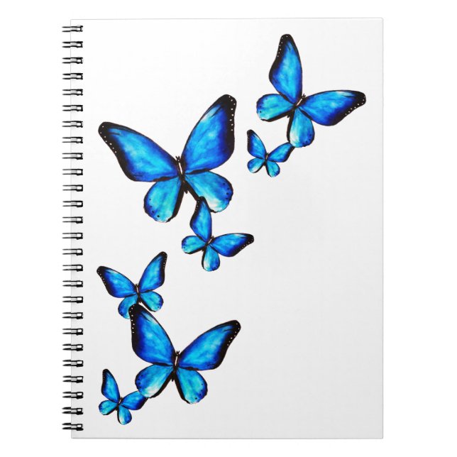 Blaues Aqua-Schmetterling Wasserfarbe Spiral-Noteb Notizblock (Vorderseite)