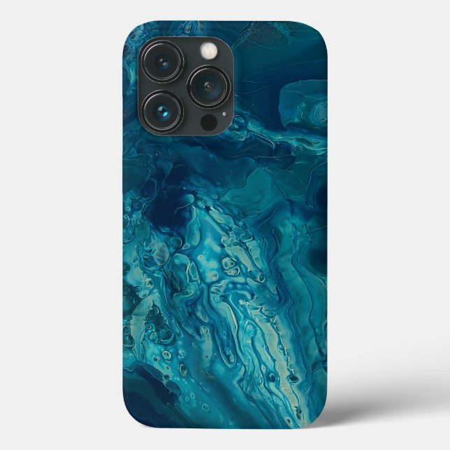 Blaues Aquamarines Acrylgießen Abstrakter Fluid Ar Case-Mate iPhone Hülle (Rückseite)