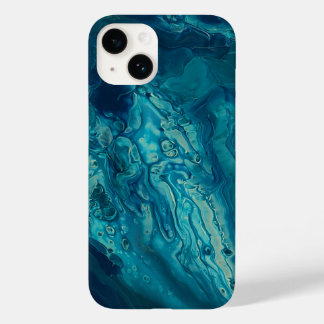 Blaues Aquamarines Acrylgießen Abstrakter Fluid Ar Case-Mate iPhone 14 Hülle
