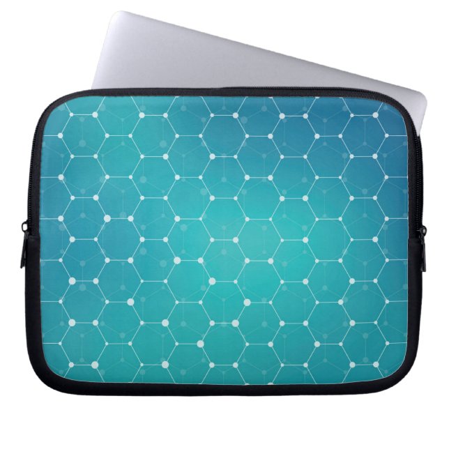 Blaues aquamarines DNA-Muster Laptopschutzhülle (Vorderseite)