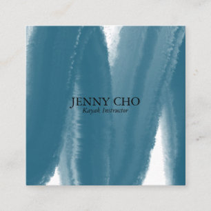 Blaues aquamarines Farbstreifen Pinselstrich Quadratische Visitenkarte