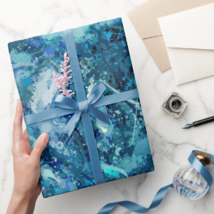 Blaues Aquamarines Meer Abstraktion Schlag Geschenkpapier