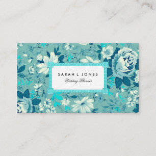 Blaues aquamarines Rosen-mit Telefonnummerkarte