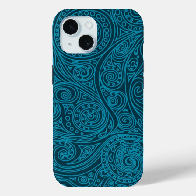 Blaues Aquamarines Spiralmuster Case-Mate iPhone Hülle (Rückseite)