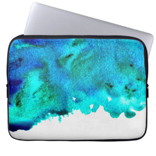Blaues Aquarell abstraktes Ozeandesign Laptopschutzhülle