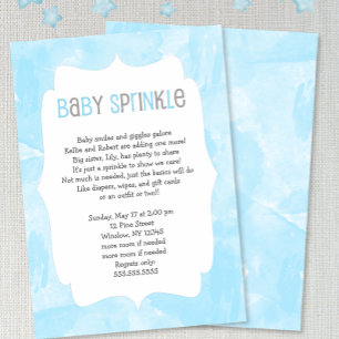 Blaues Aquarell-Baby besprühen,/Jungen-Babyparty Einladung