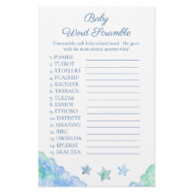 Blaues Aquarell-Baby-Shower-Wortverwirrspiel