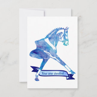 Blaues Aquarelldressage-Pferd Dankeskarte