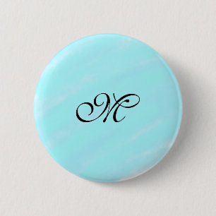 Blaues Aquarellfarben-Monogramm mit Buchstaben in Button