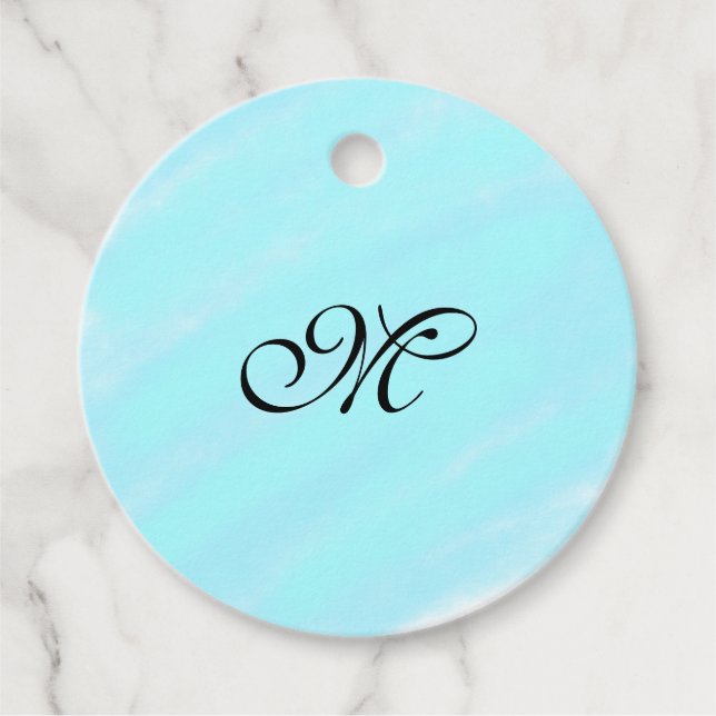 Blaues Aquarellfarben-Monogramm mit Buchstaben in  Geschenkanhänger (Vorderseite)