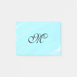 Blaues Aquarellfarben-Monogramm mit Buchstaben in  Post-it Klebezettel