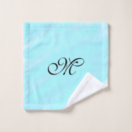Blaues Aquarellfarben-Monogramm mit Buchstaben in  Waschlappen