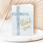Blaues Aquarellkreuz Dankeschön Karte<br><div class="desc">Dankeskarte</div>