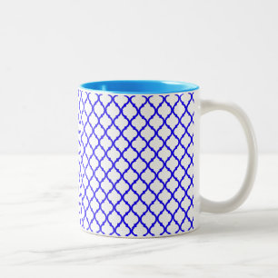 Blaues arabesque Muster Zwei-Tone-Tasse Zweifarbige Tasse