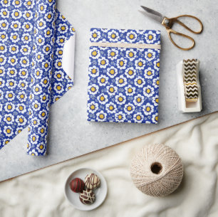 Blaues arabisches Muster Geschenkpapier