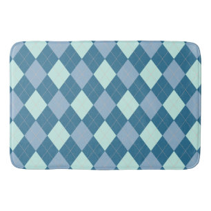 Blaues Argyle Vintage-Muster Badematte