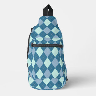 Blaues Argyle Vintage-Muster Crossbody Bag