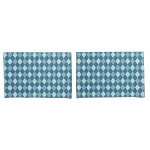 Blaues Argyle Vintage-Muster Kissenbezug