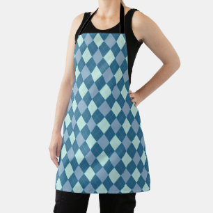 Blaues Argyle Vintage-Muster Schürze