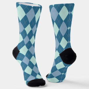 Blaues Argyle Vintage-Muster Socken