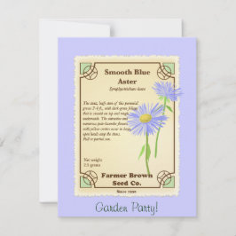 Blaues Aster-Samen-Paket Einladung