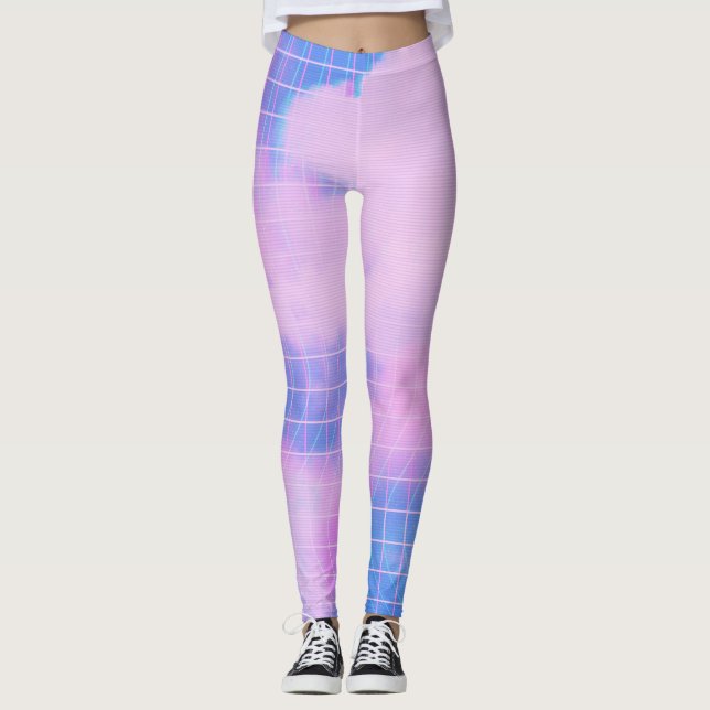 Blaues Ästhetisches Himmel und rosa Wolken Leggings (Vorderseite)