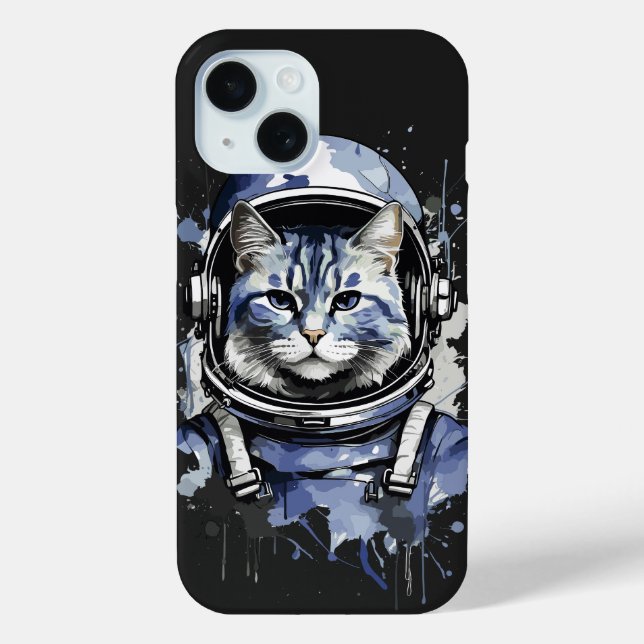 Blaues Astronautenkatze-Plashdesign Case-Mate iPhone Hülle (Rückseite)