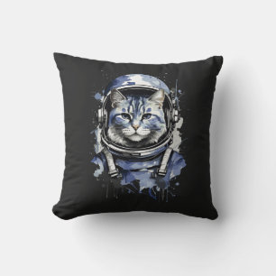 Blaues Astronautenkatze-Plashdesign Kissen