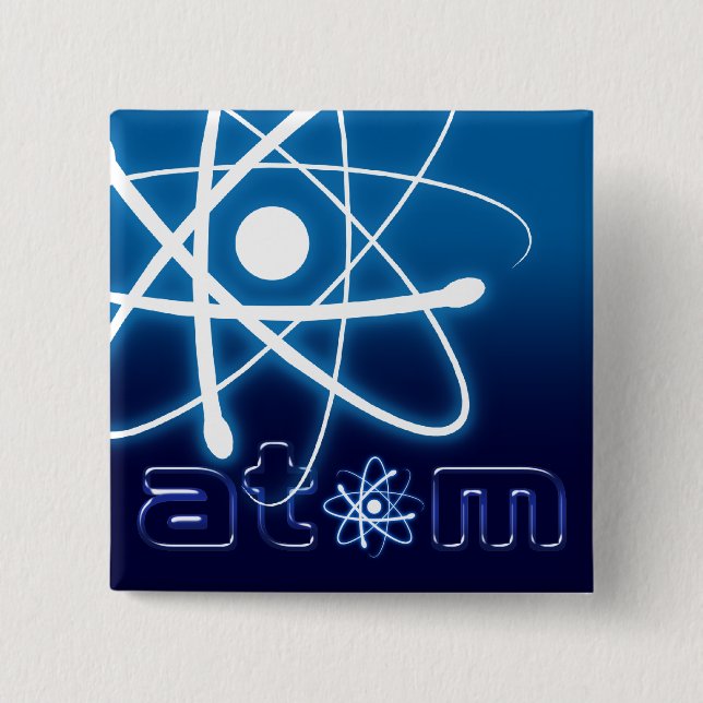 Blaues Atom - Knopf Button (Vorderseite)