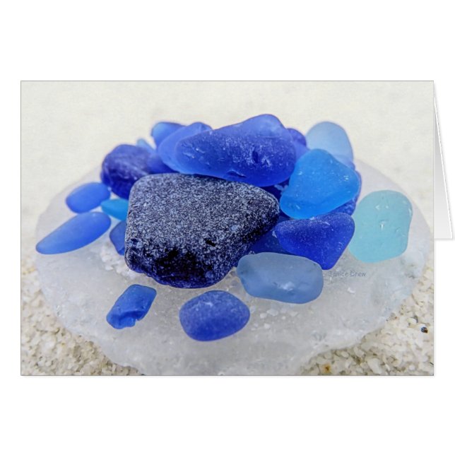 Blaues auf weißem Meerwasserglas (Vorderseite (Horizontal))
