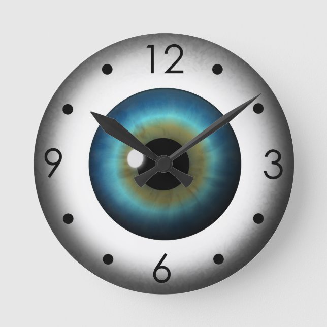 Blaues Augapfel-Iris-Augen-kundenspezifische Runde Wanduhr (Vorderseite)